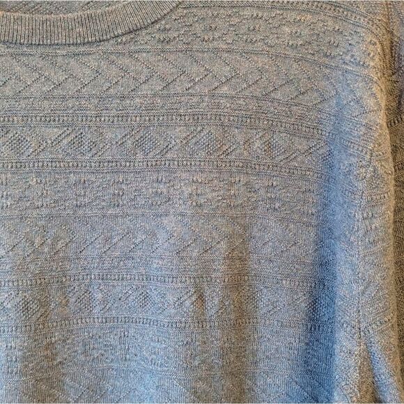 J. Crew Dusty Teal Geometric 100% Cotton Crewneck Sweater - Picture 5 of 7